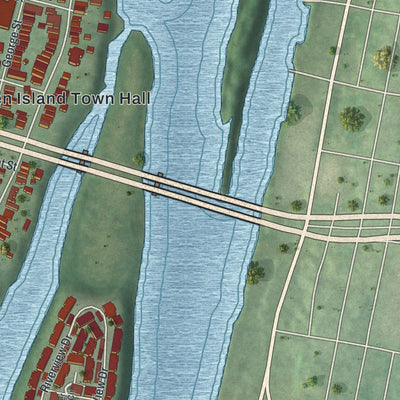 Close-up 2 of the Green Island, New York map artwork