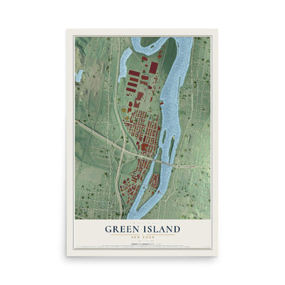Green Island, New York map print, 12" x 18" Archival Matte Print mockup