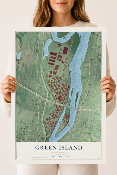Green Island, New York map print, 18" x 24" Archival Matte Print mockup