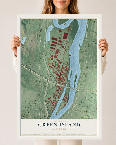 Green Island, New York map print, 24" x 36" Archival Matte Print mockup