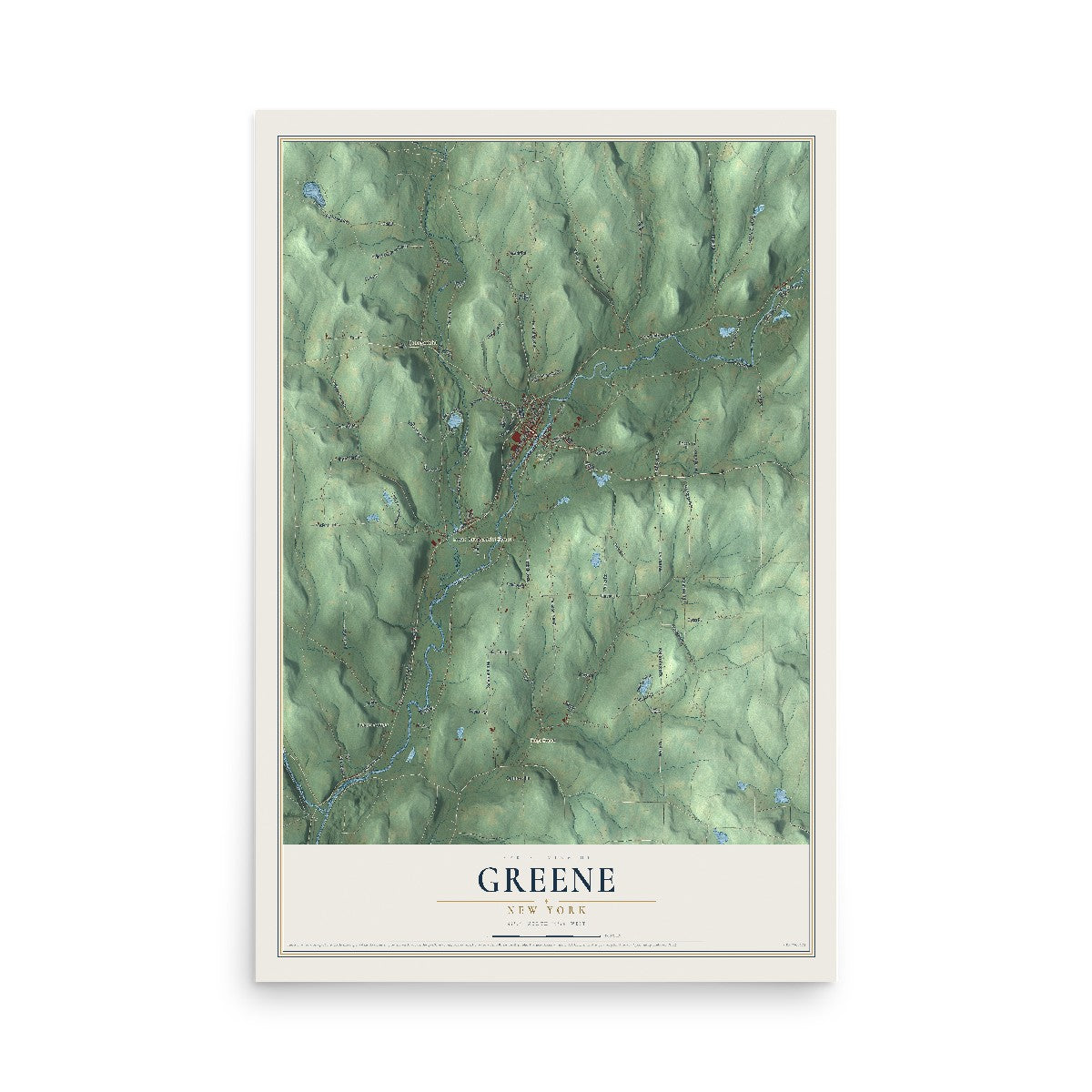 Greene, New York map print, 12" x 18" Archival Matte Print mockup