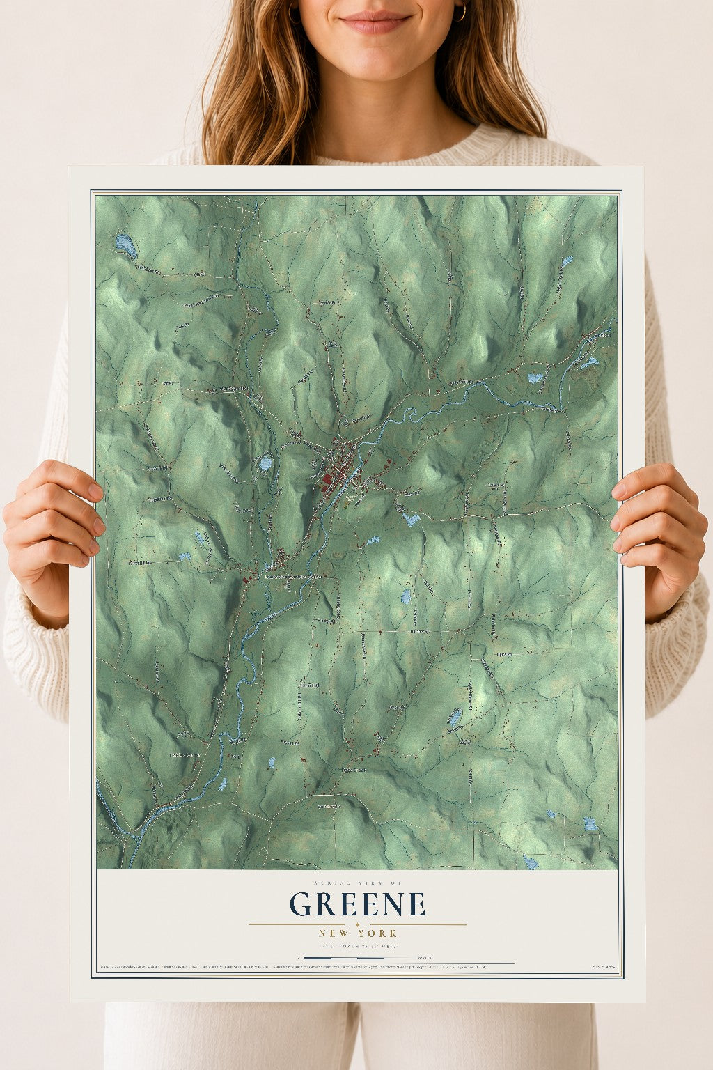 Greene, New York map print, 18" x 24" Archival Matte Print mockup