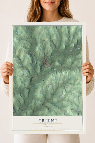 Greene, New York map print, 18" x 24" Archival Matte Print mockup