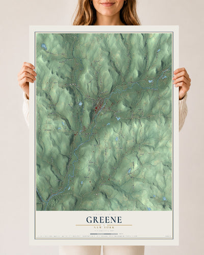 Greene, New York map print, 24" x 36" Archival Matte Print mockup