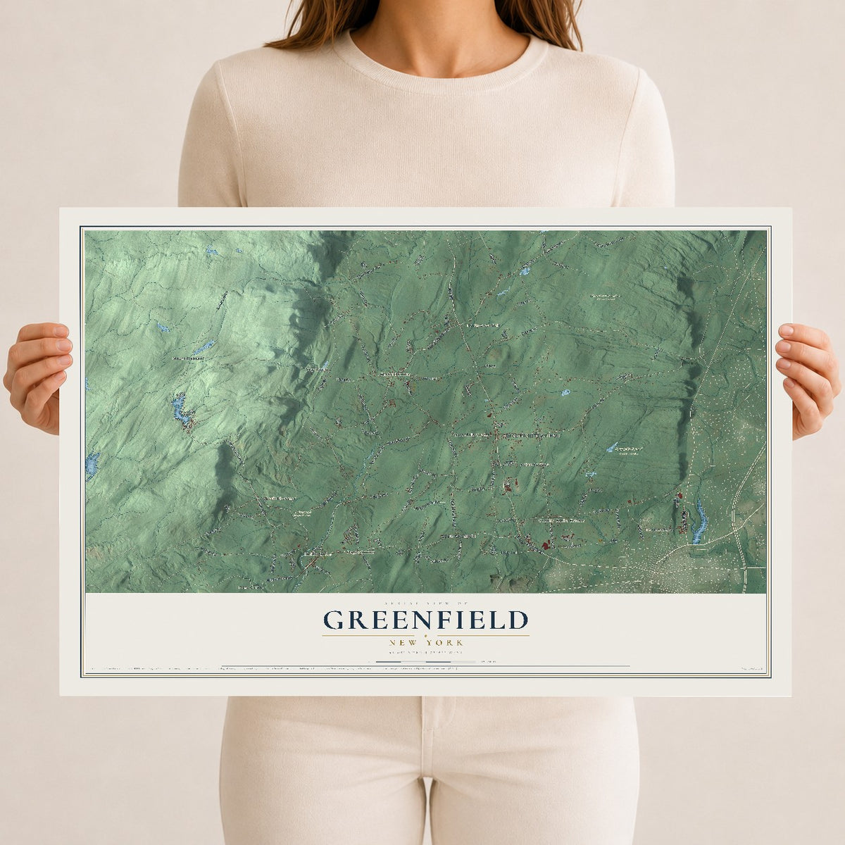 Greenfield, New York map print, 12" x 18" Archival Matte Print mockup