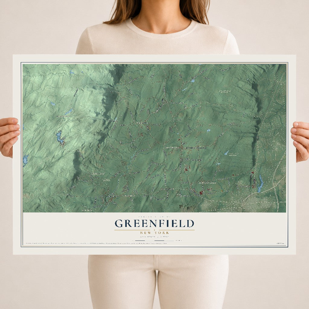 Greenfield, New York map print, 18" x 24" Archival Matte Print mockup