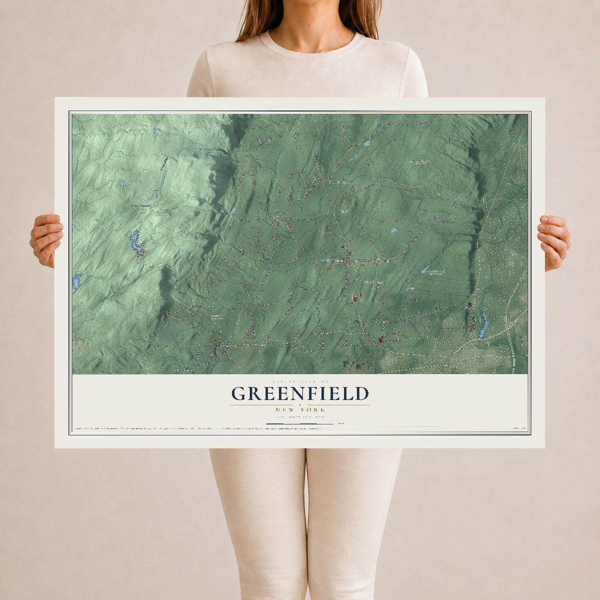 Greenfield, New York map print, 24" x 36" Archival Matte Print mockup