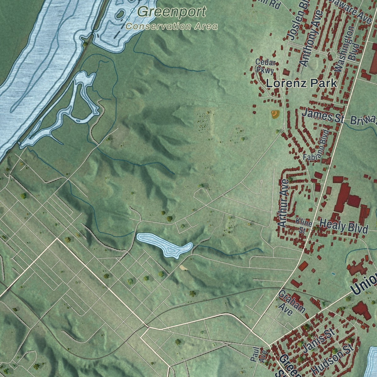 Close-up 1 of the Greenport, New York map artwork