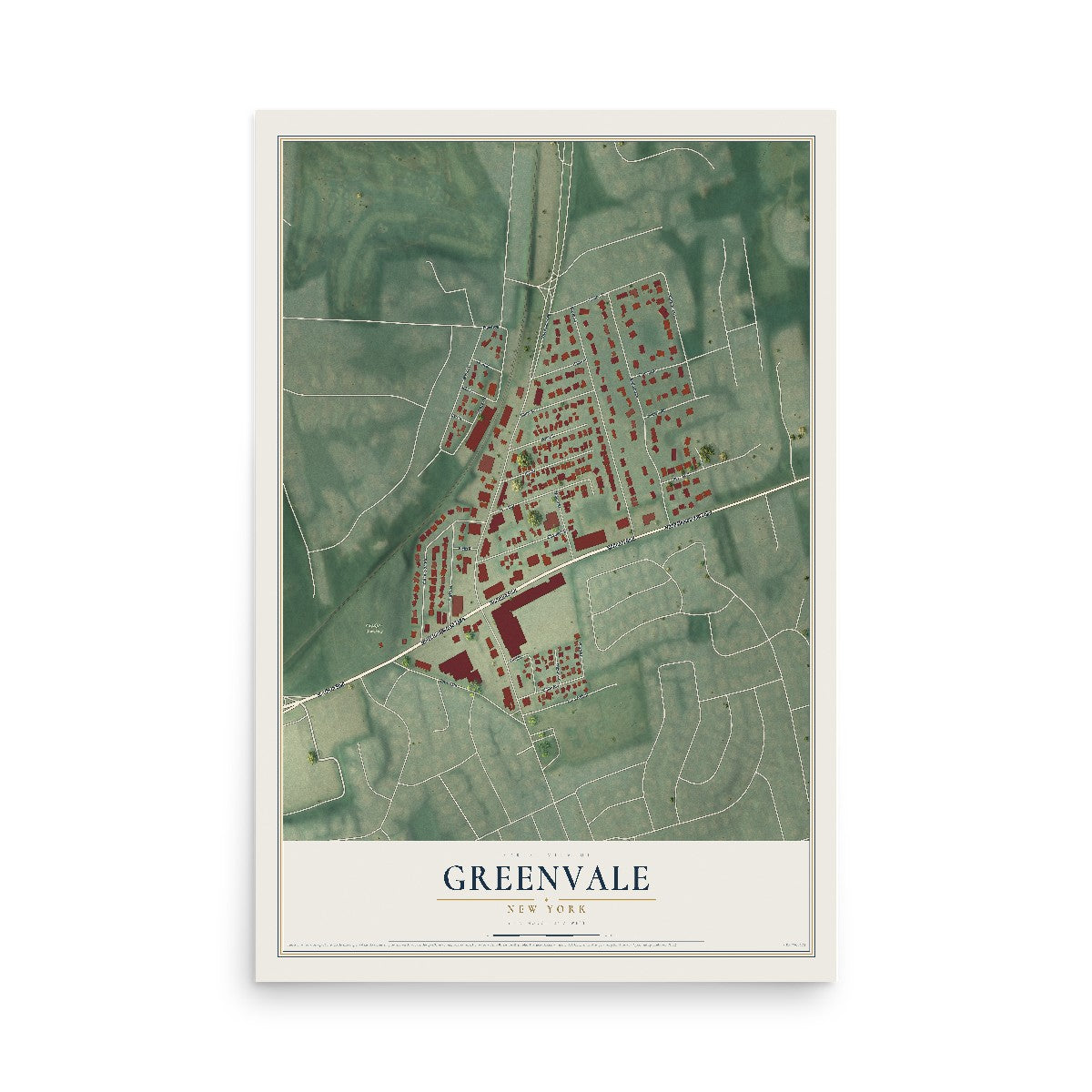 Greenvale, New York map print, 12" x 18" Archival Matte Print mockup