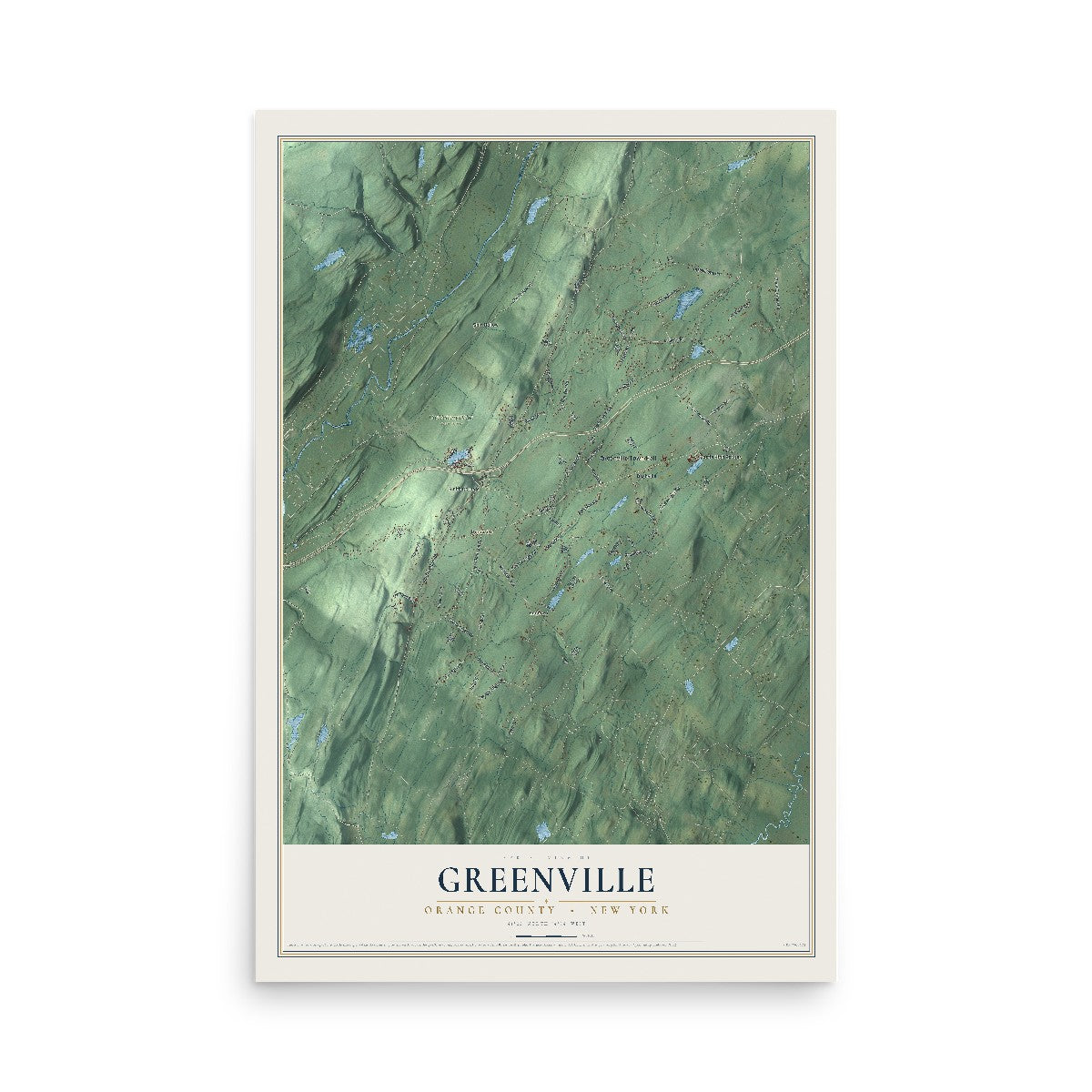 Map of Greenville, Orange County, New York, 12 x 18 inch unframed archival matte print