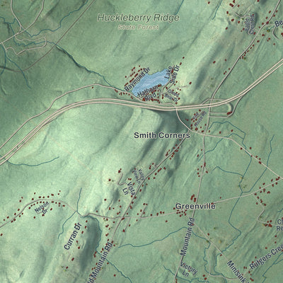 Close-up of the map of Greenville, Orange County, New York print showing street and building detail