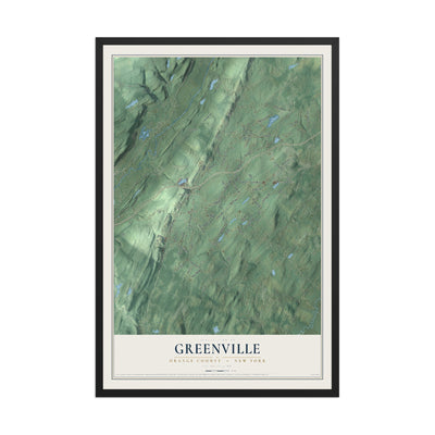 Map of Greenville, Orange County, New York, 12 x 18 inch print in a black wood frame