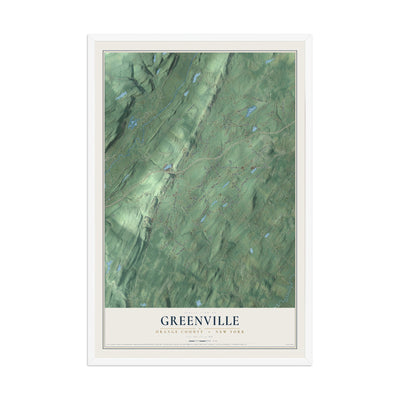 Map of Greenville, Orange County, New York, 12 x 18 inch print in a white wood frame