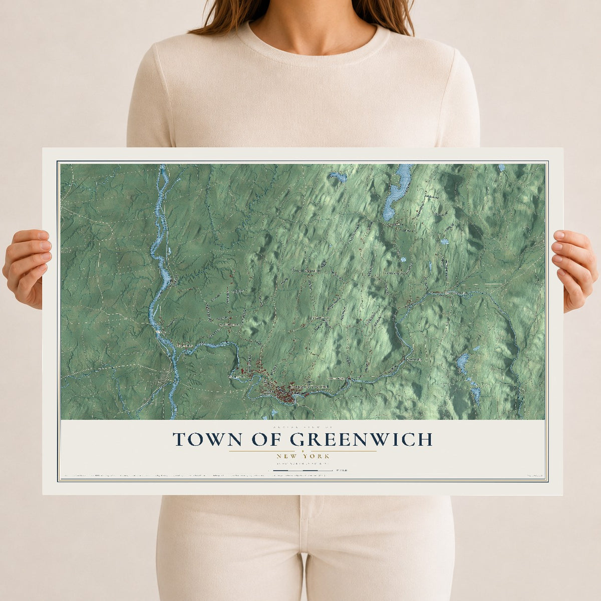 Greenwich, New York map print, 12" x 18" Archival Matte Print mockup