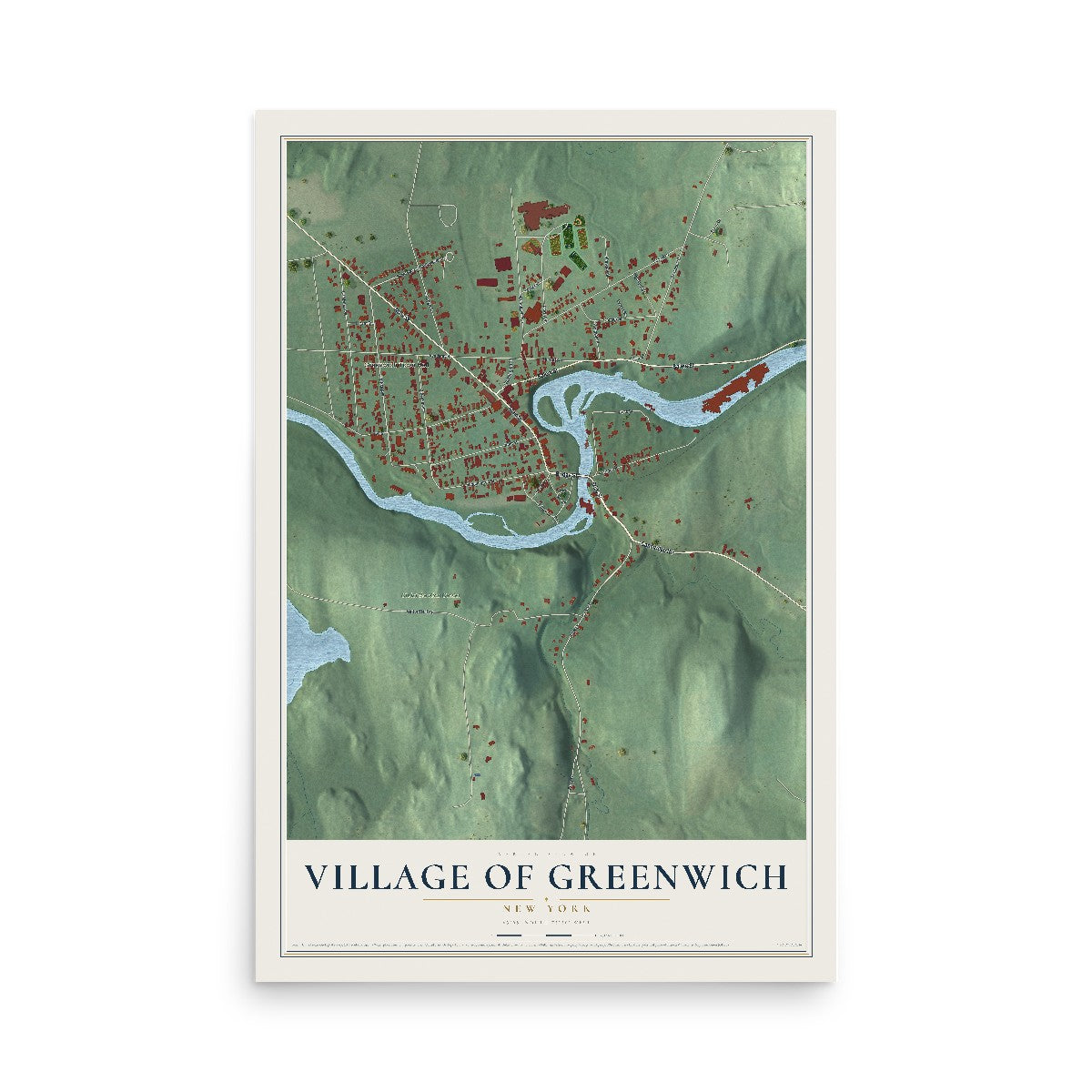 Greenwich, New York map print, 12" x 18" Archival Matte Print mockup