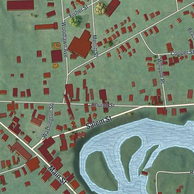 Close-up 1 of the Greenwich, New York map artwork