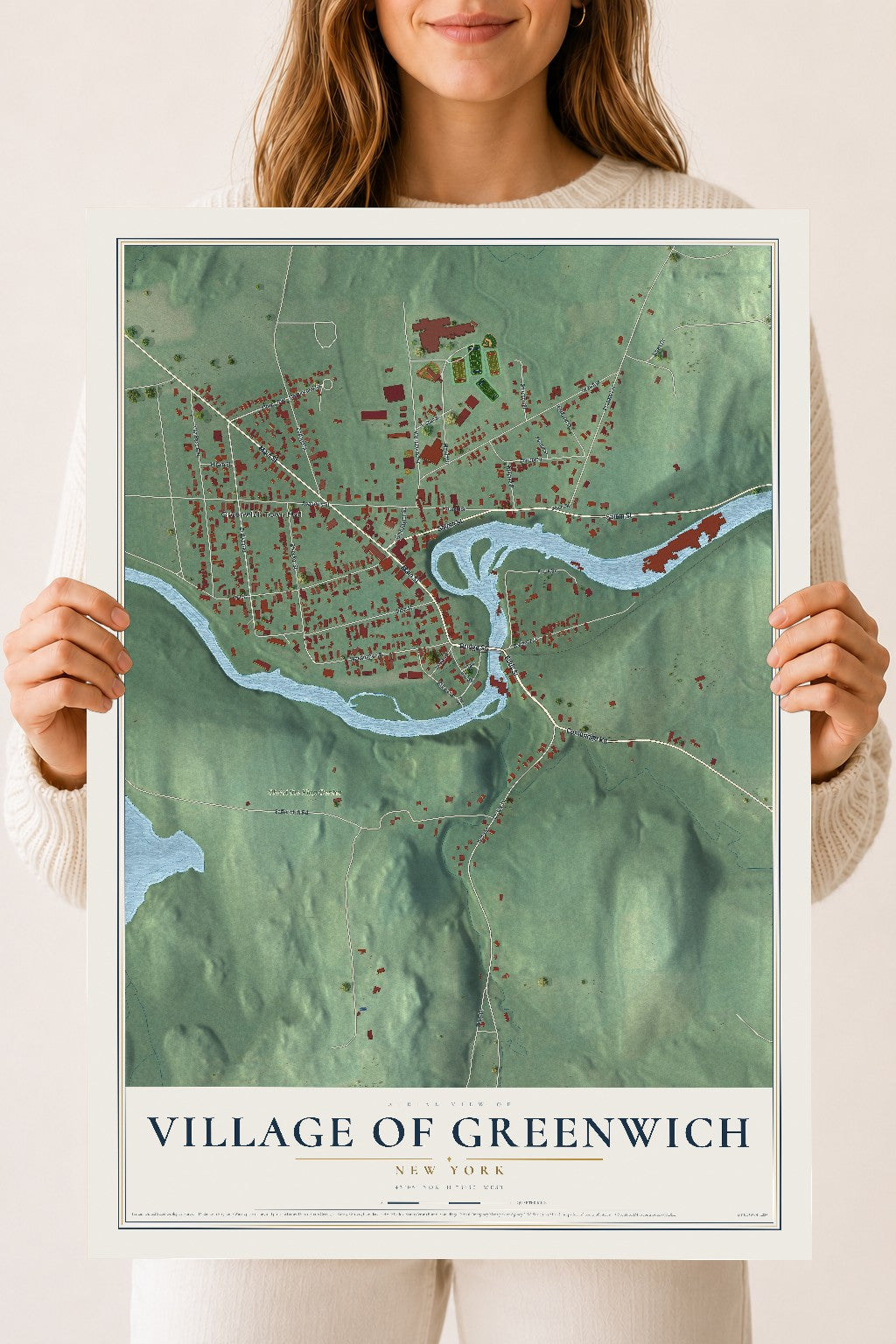 Greenwich, New York map print, 18" x 24" Archival Matte Print mockup