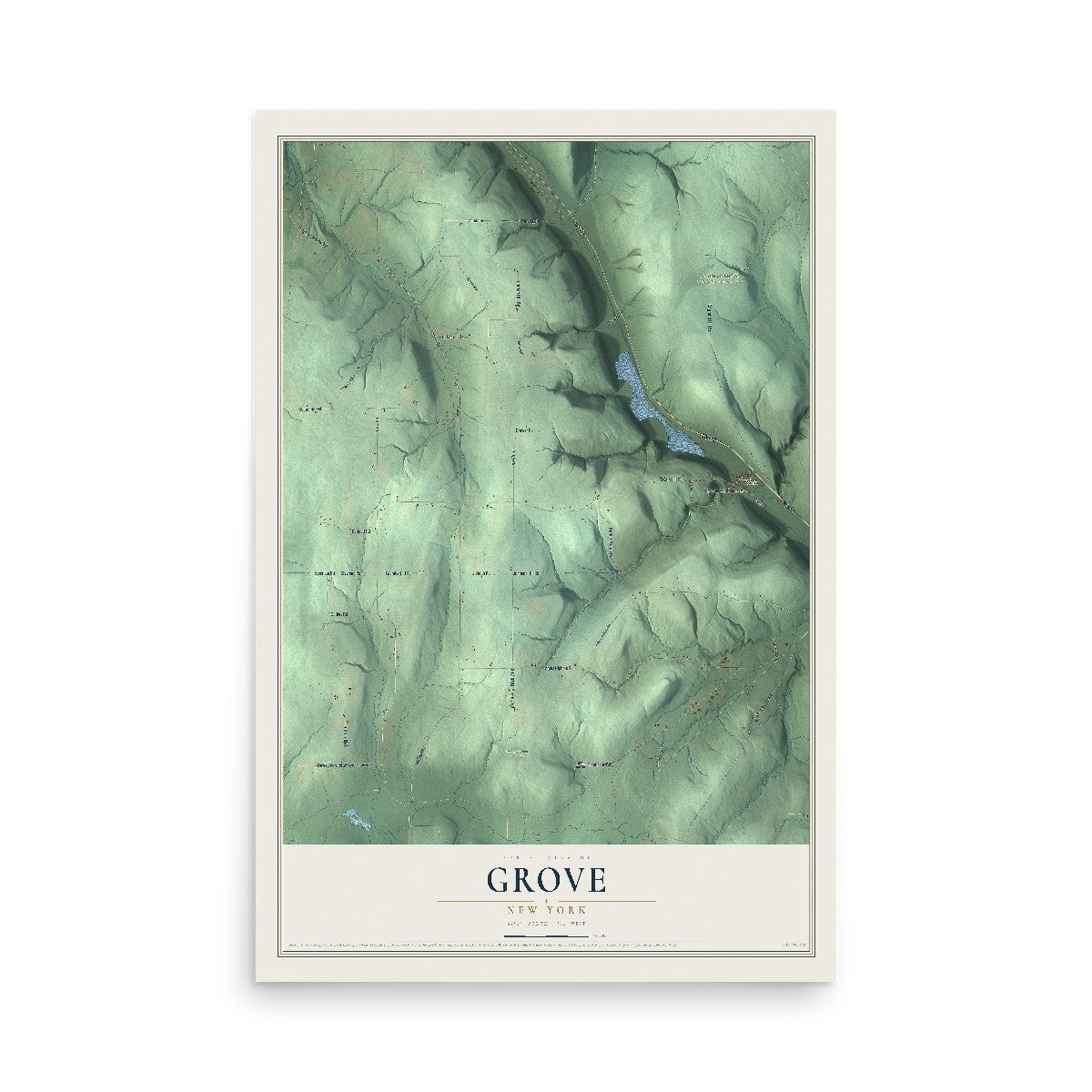 Grove, New York map print, 12" x 18" Archival Matte Print mockup