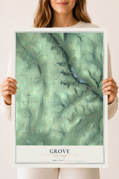 Grove, New York map print, 18" x 24" Archival Matte Print mockup