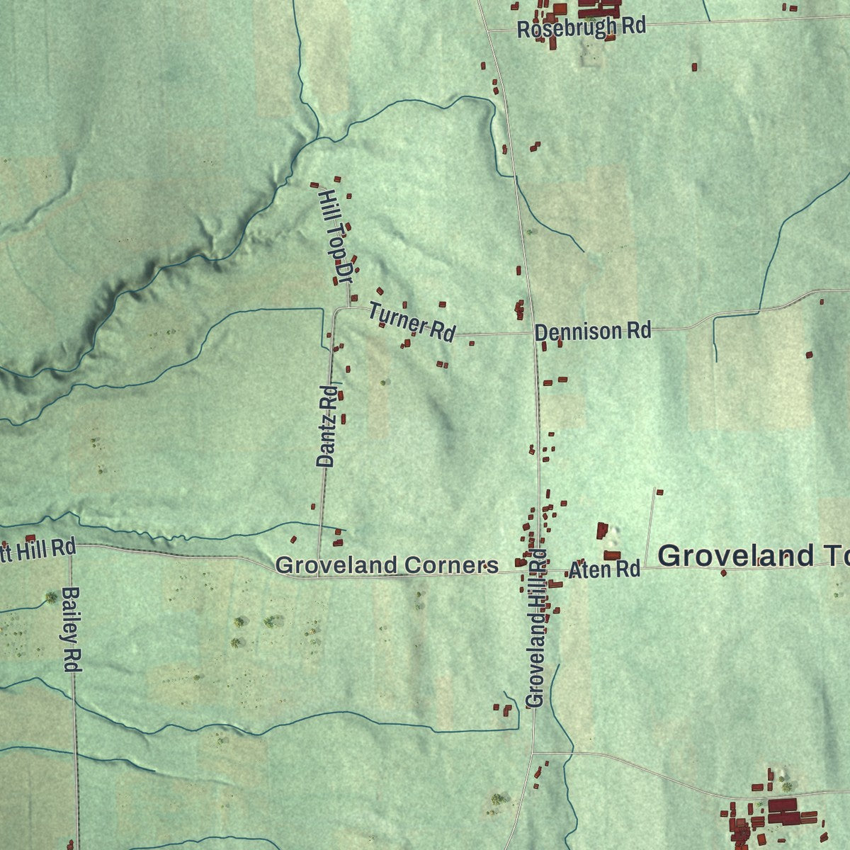 Close-up 2 of the Groveland, New York map artwork