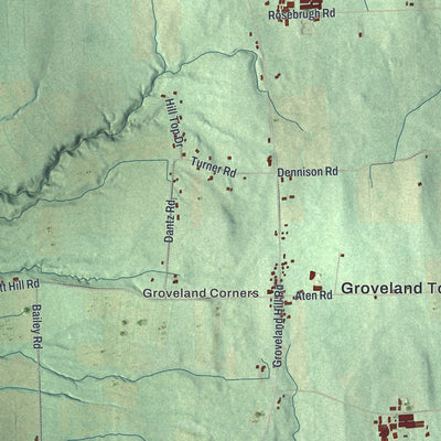 Close-up 2 of the Groveland, New York map artwork