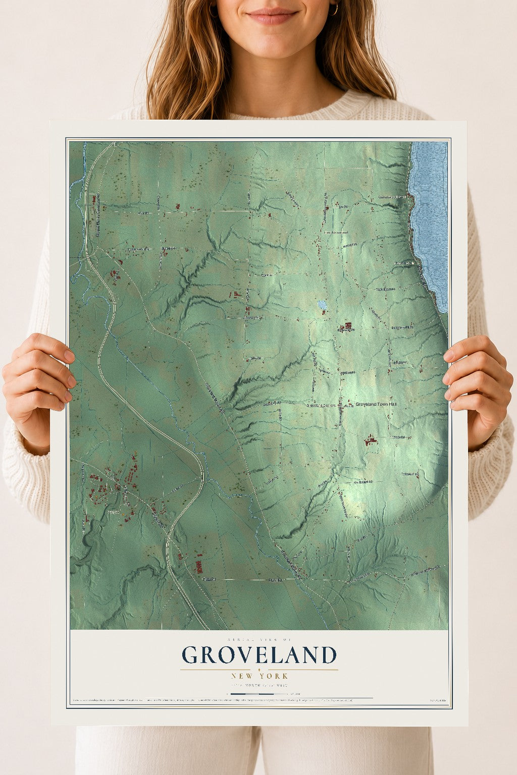 Groveland, New York map print, 18" x 24" Archival Matte Print mockup