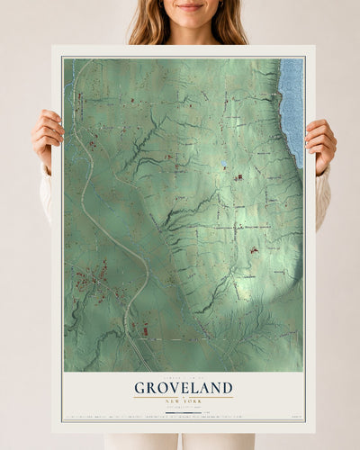Groveland, New York map print, 24" x 36" Archival Matte Print mockup