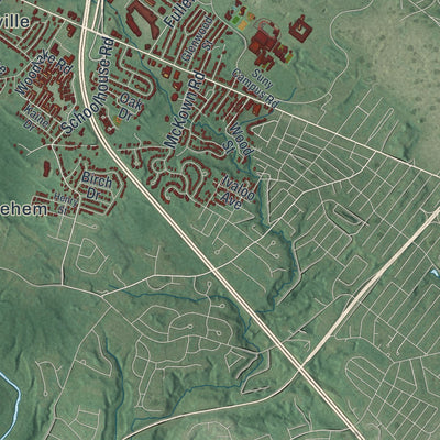 Close-up 2 of the Guilderland, New York map artwork