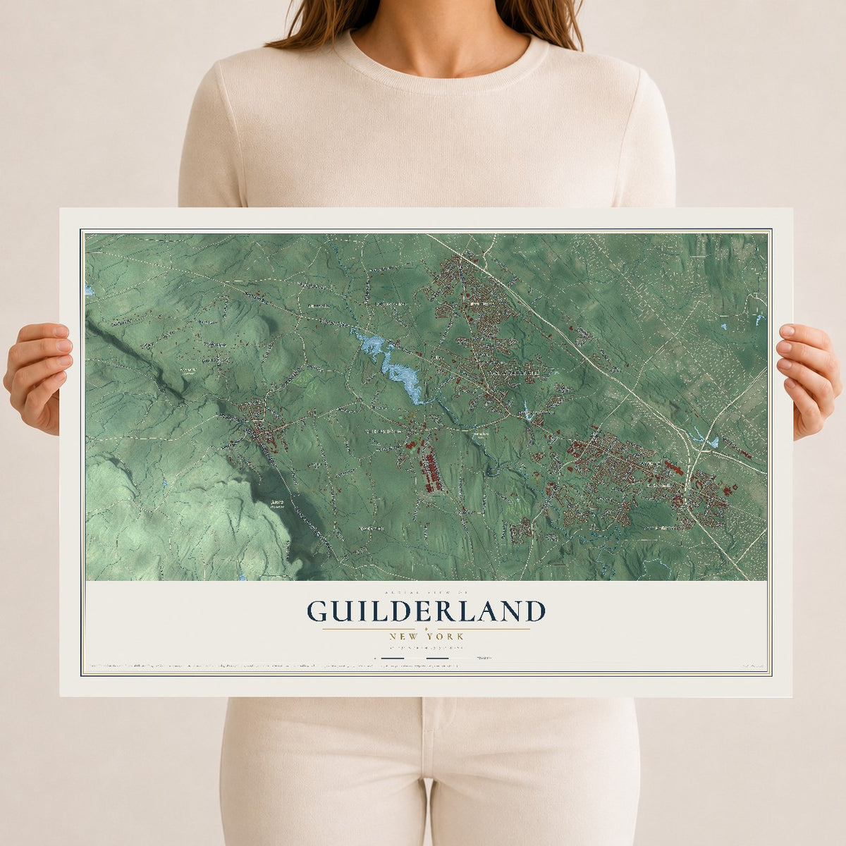 Guilderland, New York map print, 12" x 18" Archival Matte Print mockup