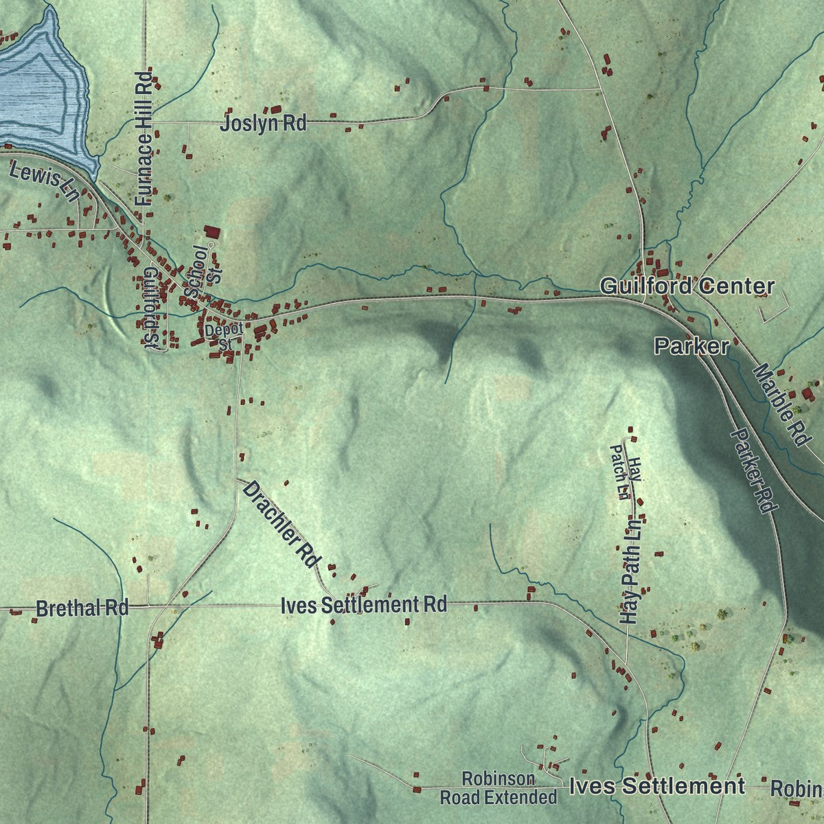 Close-up 1 of the Guilford, New York map artwork
