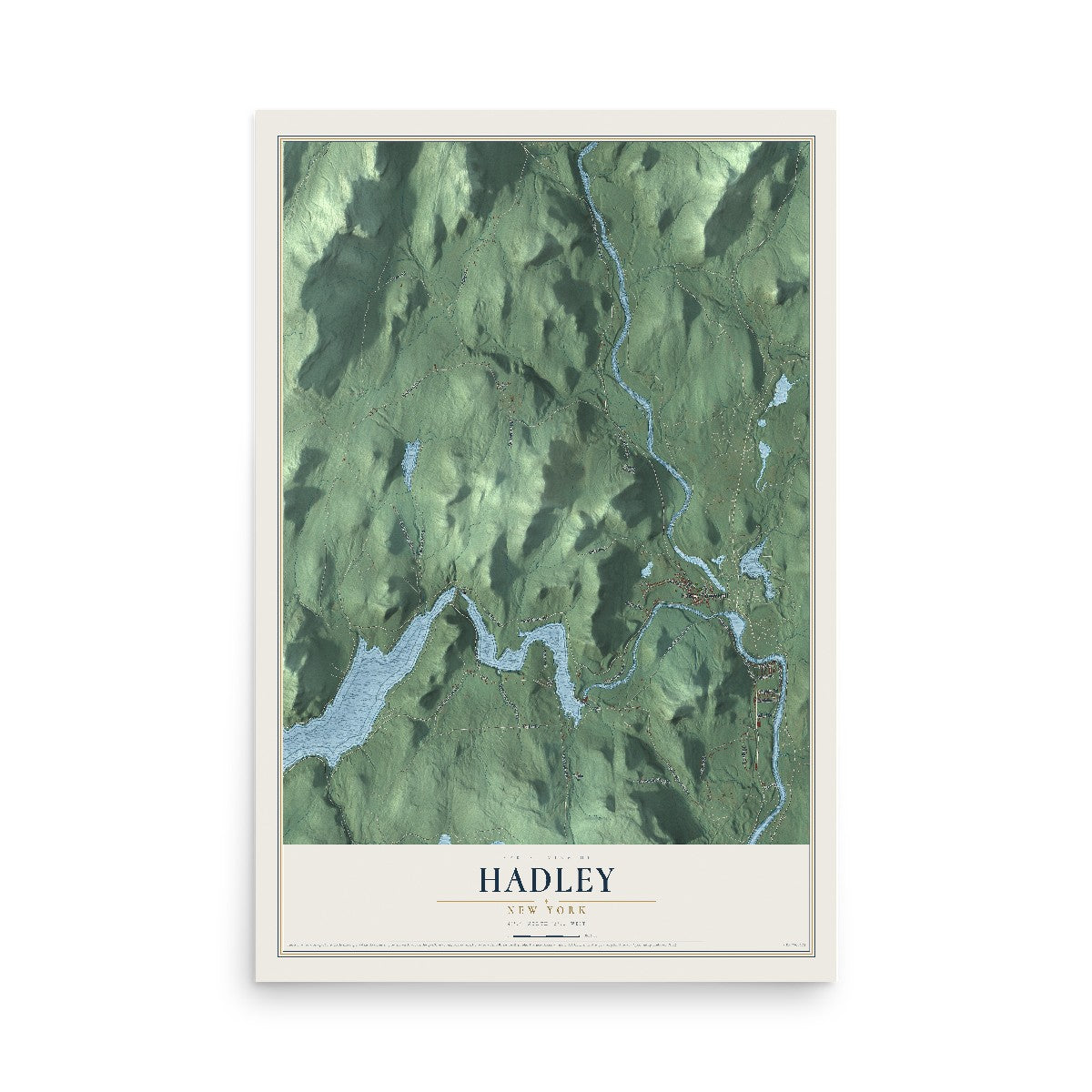 Hadley, New York map print, 12" x 18" Archival Matte Print mockup