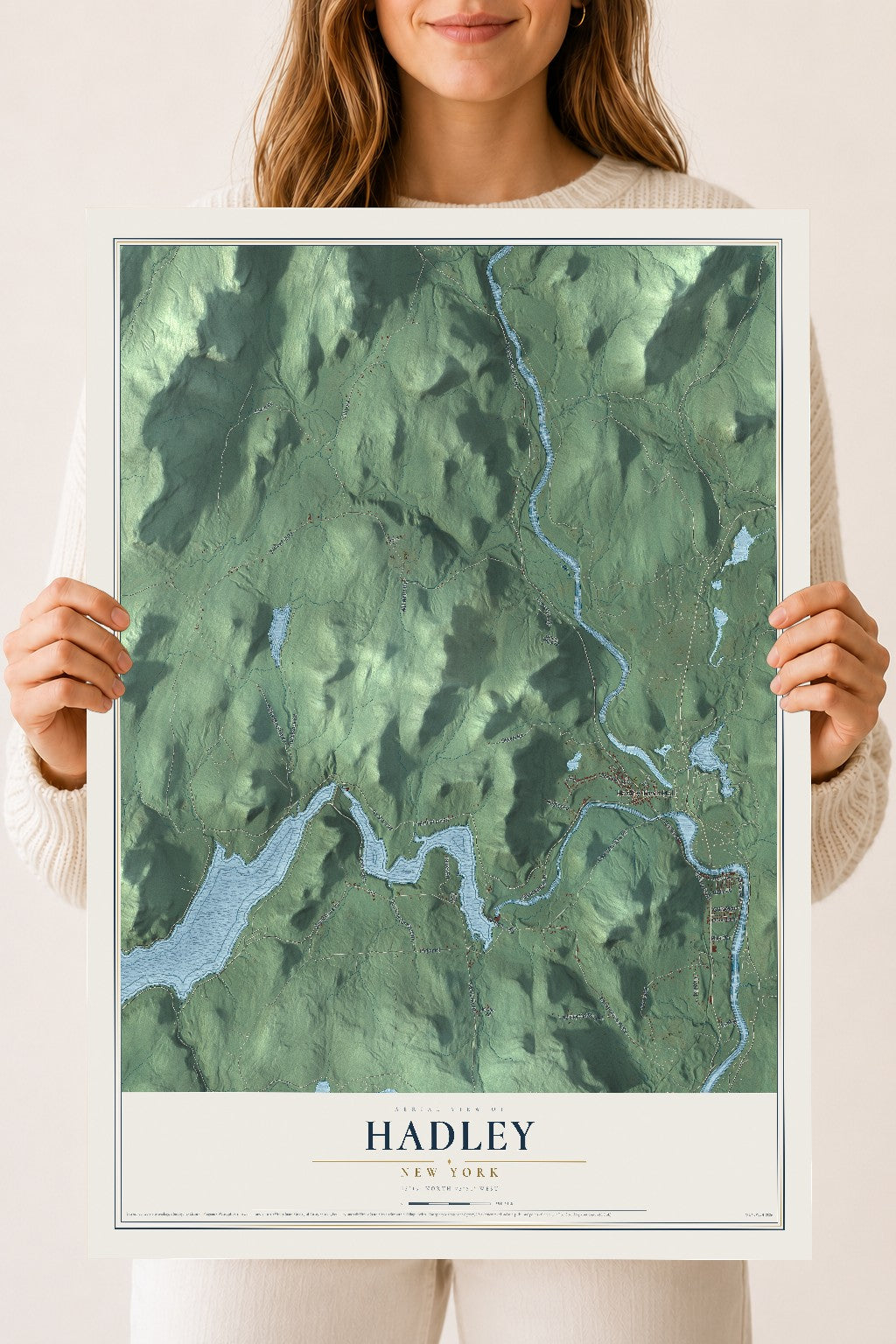 Hadley, New York map print, 18" x 24" Archival Matte Print mockup