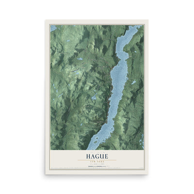 Hague, New York map print, 12" x 18" Archival Matte Print mockup