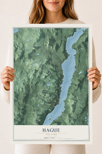 Hague, New York map print, 18" x 24" Archival Matte Print mockup