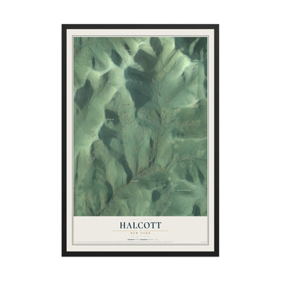 Halcott, New York map print, 12" x 18" W/ Black Ayous Wood Frame mockup