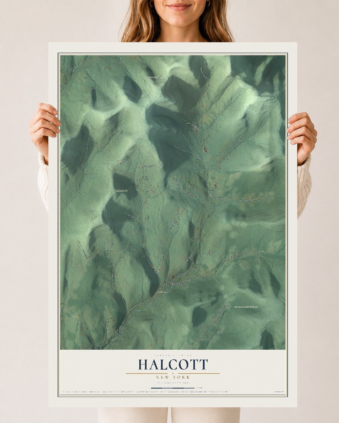 Halcott, New York map print, 24" x 36" Archival Matte Print mockup