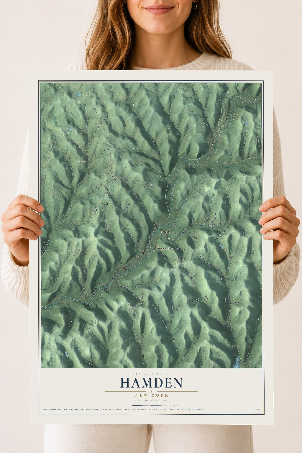 Hamden, New York map print, 18" x 24" Archival Matte Print mockup
