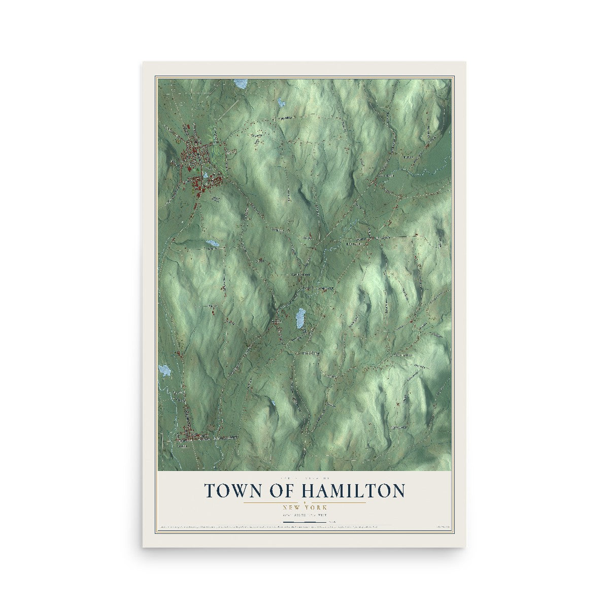 Hamilton, New York map print, 12" x 18" Archival Matte Print mockup