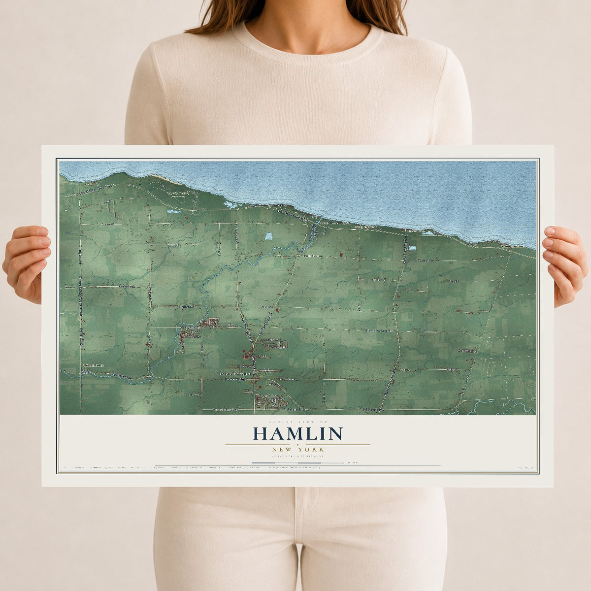 Hamlin, New York map print, 12" x 18" Archival Matte Print mockup