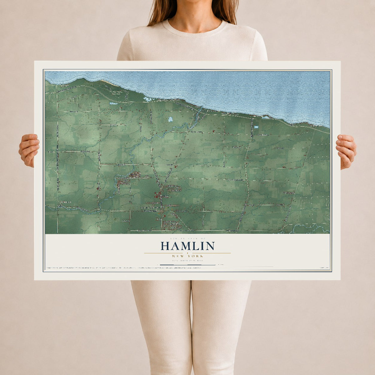 Hamlin, New York map print, 24" x 36" Archival Matte Print mockup