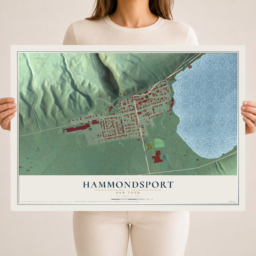 Hammondsport, New York map print, 18" x 24" Archival Matte Print mockup