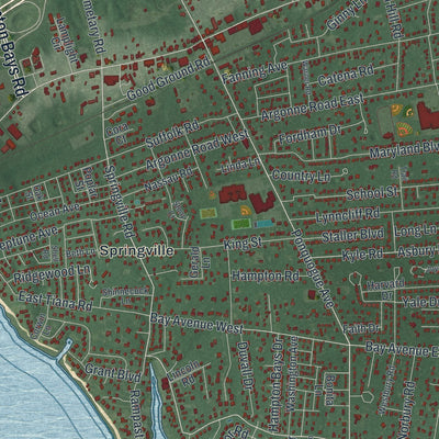 Close-up 1 of the Hampton Bays, New York map artwork