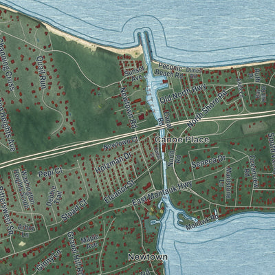 Close-up 2 of the Hampton Bays, New York map artwork
