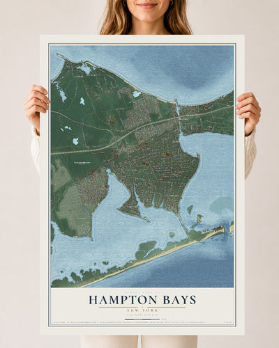 Hampton Bays, New York map print, 24" x 36" Archival Matte Print mockup