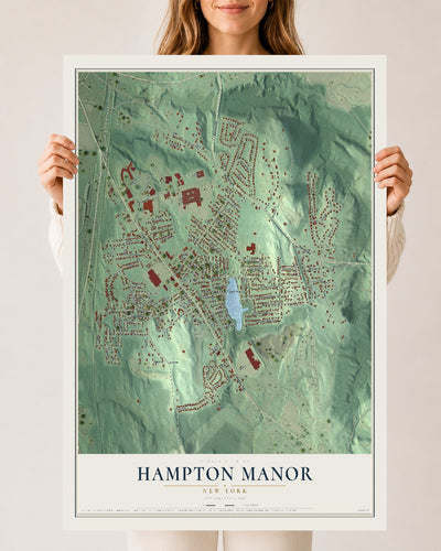 Hampton Manor, New York map print, 24" x 36" Archival Matte Print mockup