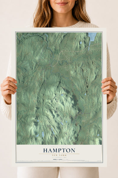 Hampton, New York map print, 18" x 24" Archival Matte Print mockup