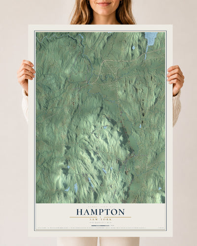 Hampton, New York map print, 24" x 36" Archival Matte Print mockup