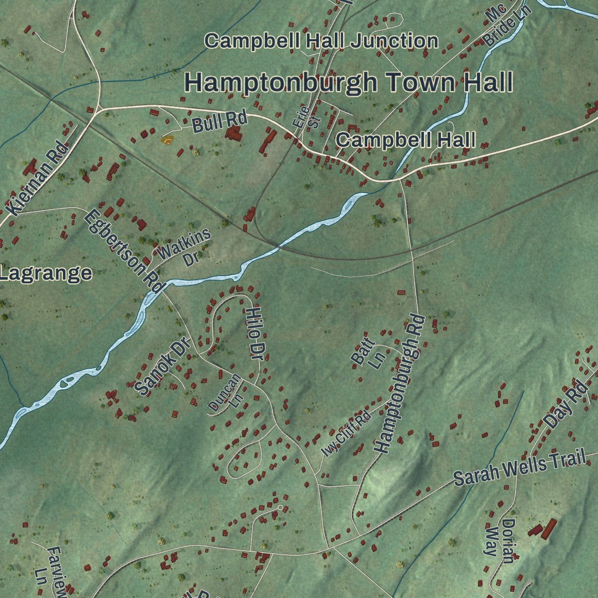 Close-up 2 of the Hamptonburgh, New York map artwork