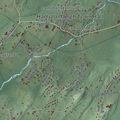 Close-up 2 of the Hamptonburgh, New York map artwork