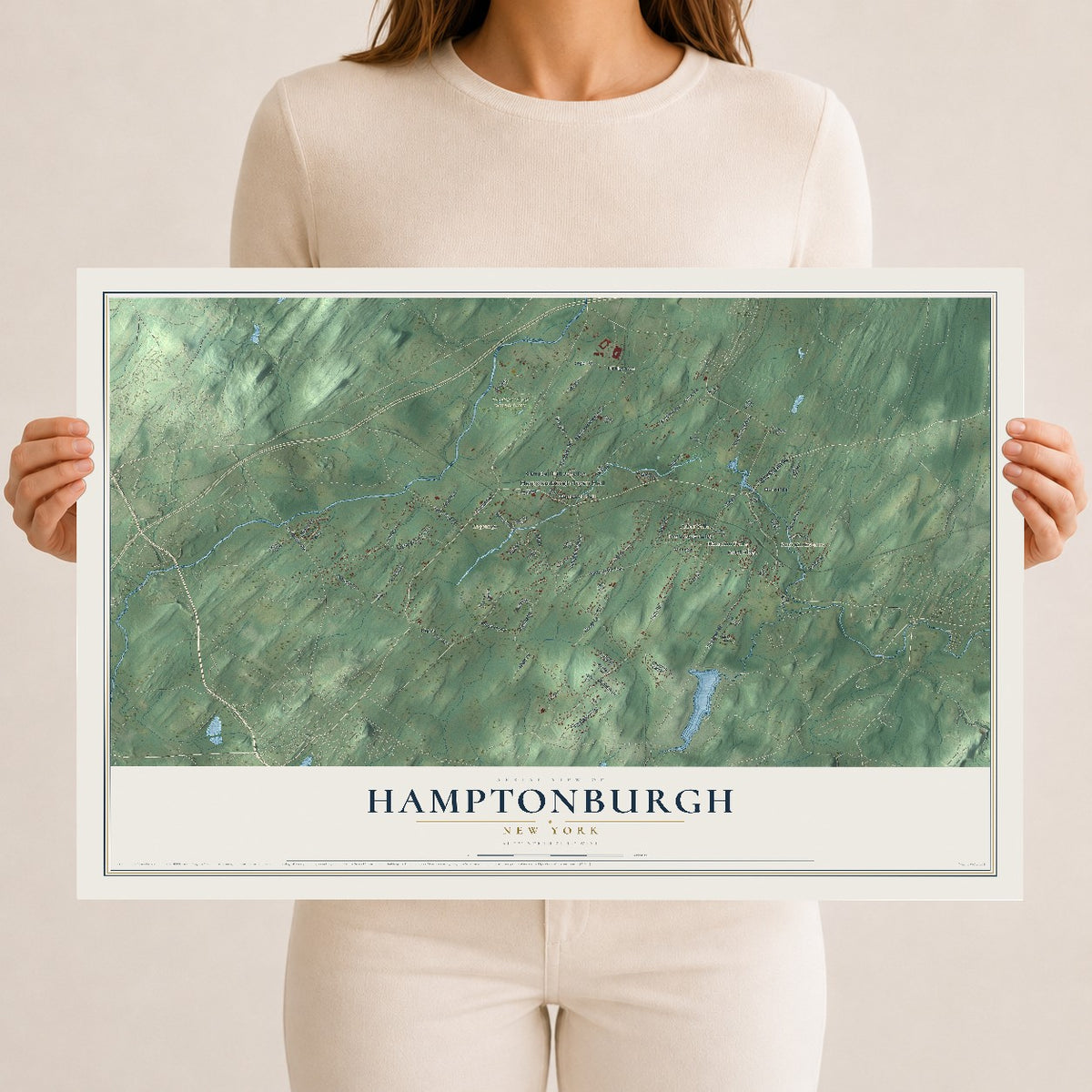 Hamptonburgh, New York map print, 12" x 18" Archival Matte Print mockup